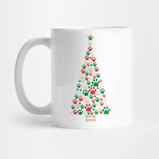 Christmas tree made of bone and paw prints Mug